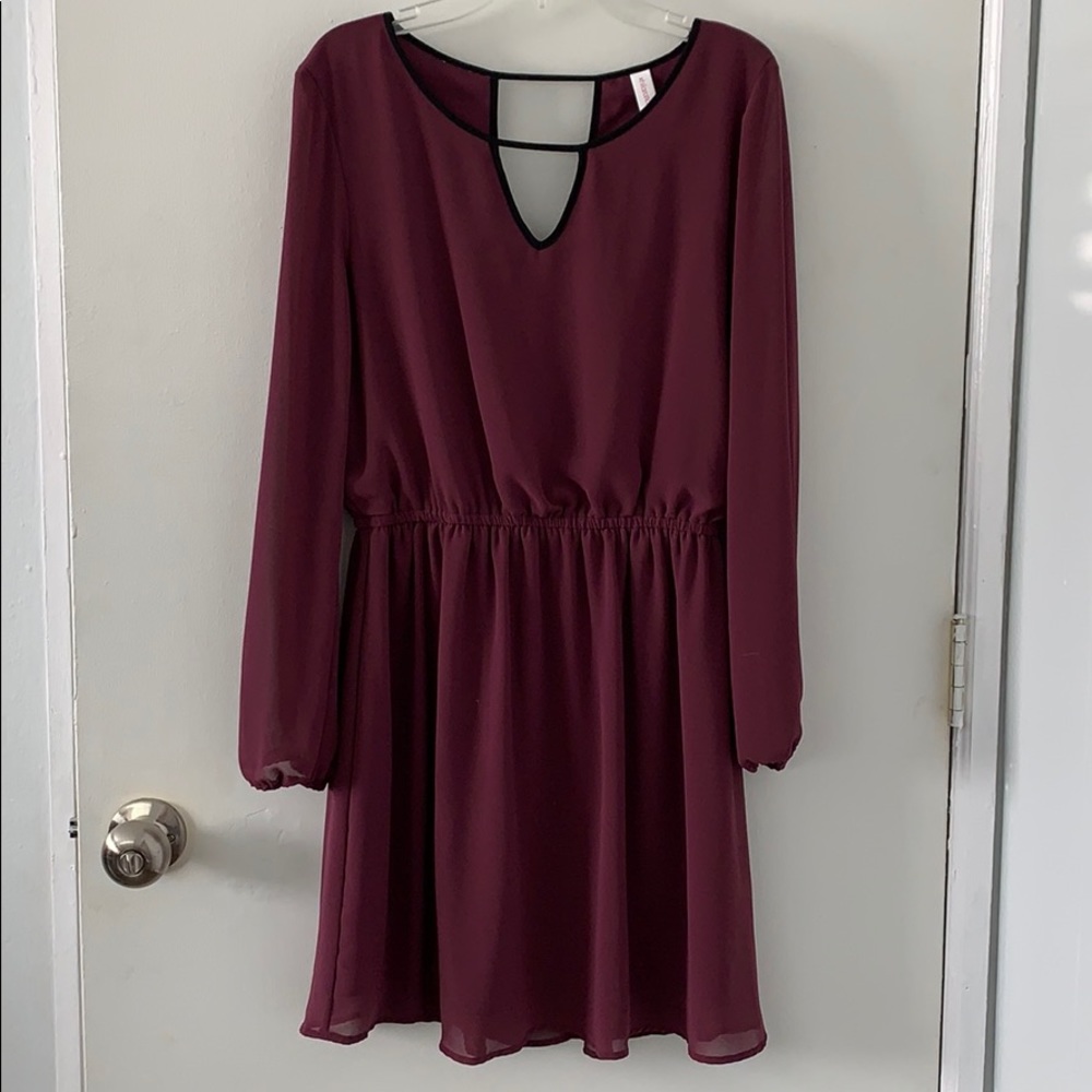Wine long sleeve dress
